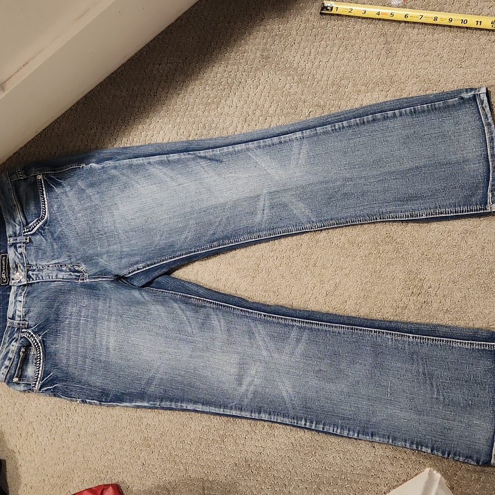 Stylish Blue Women's Jeans with Embellished Pockets 14P. Y2K STYLE - Picture 4 of 10
